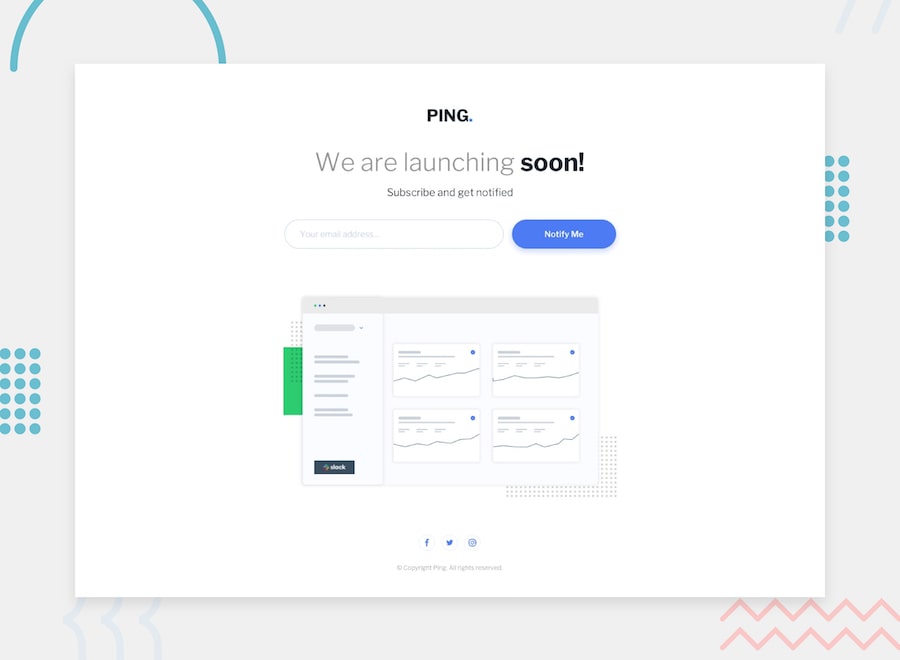 ping single column coming soon page