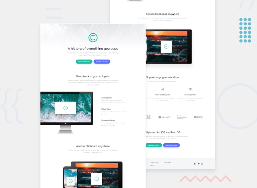 clipboard landing page