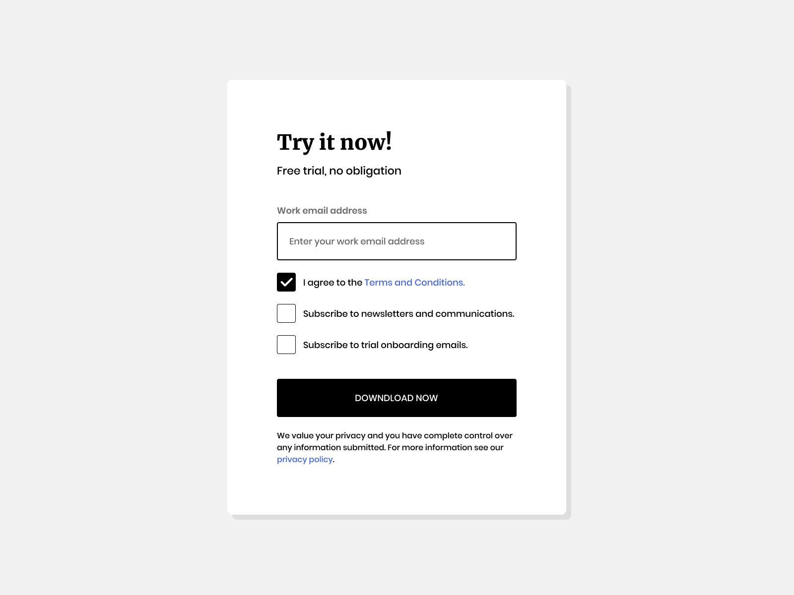sign up form input