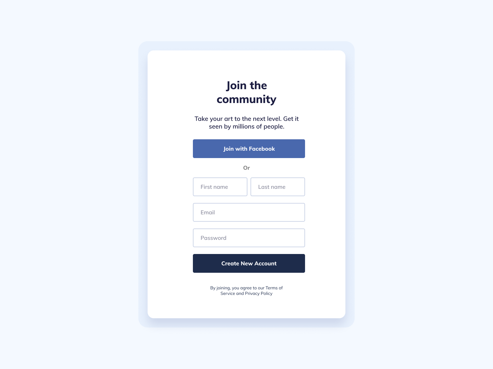 sign up authentication form