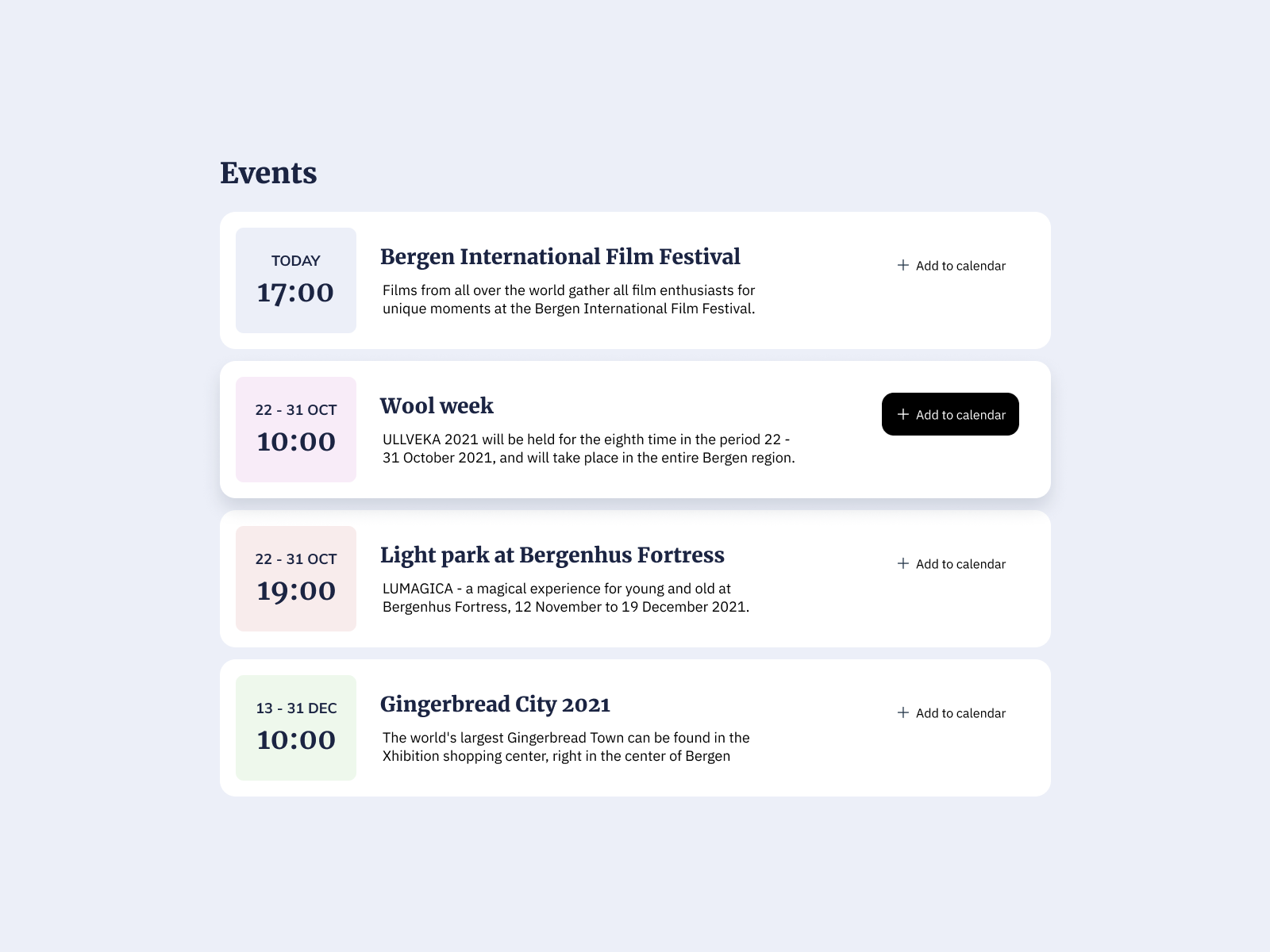 events list