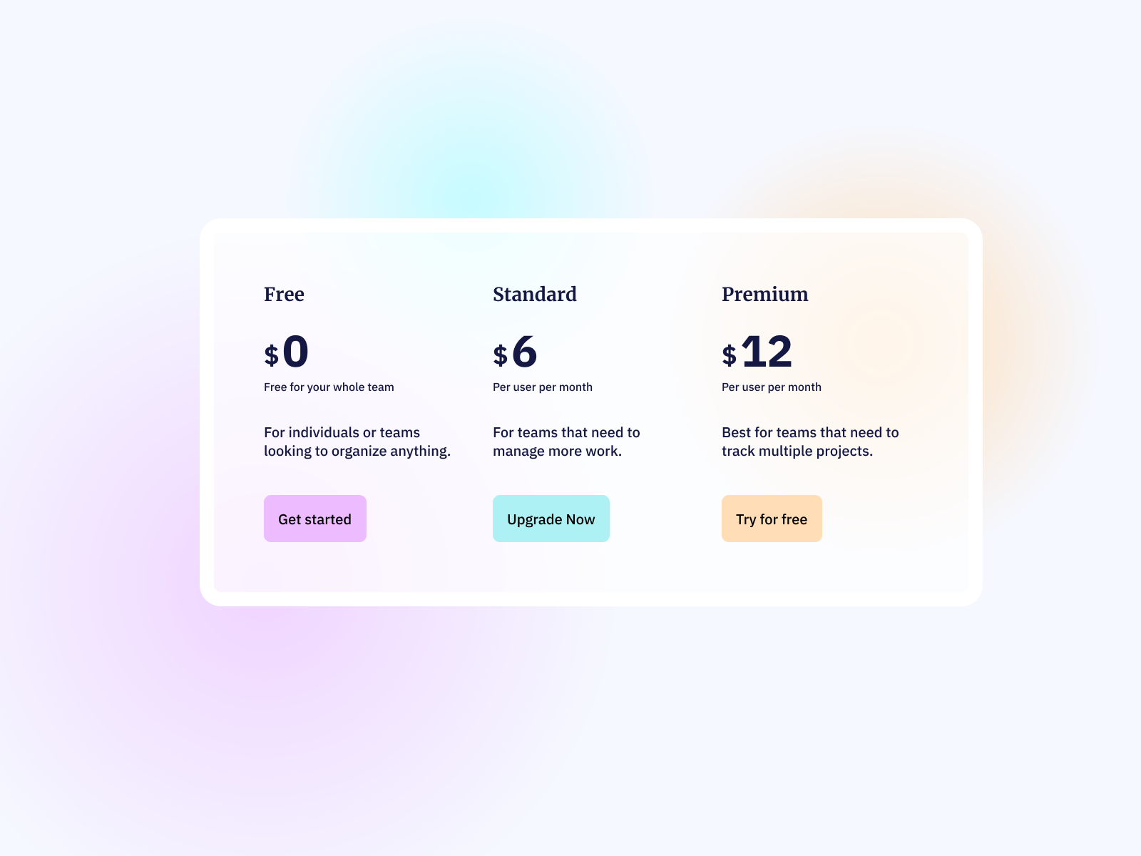 pricing gradient card