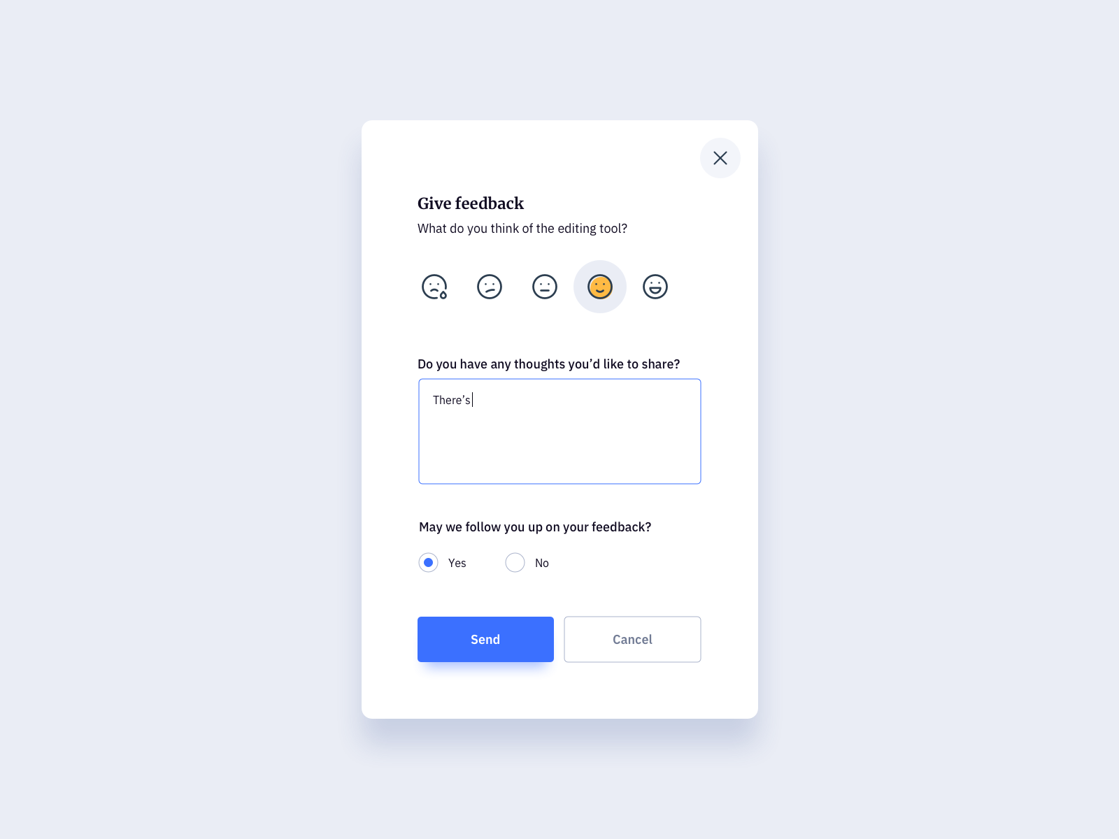 feedback modal card