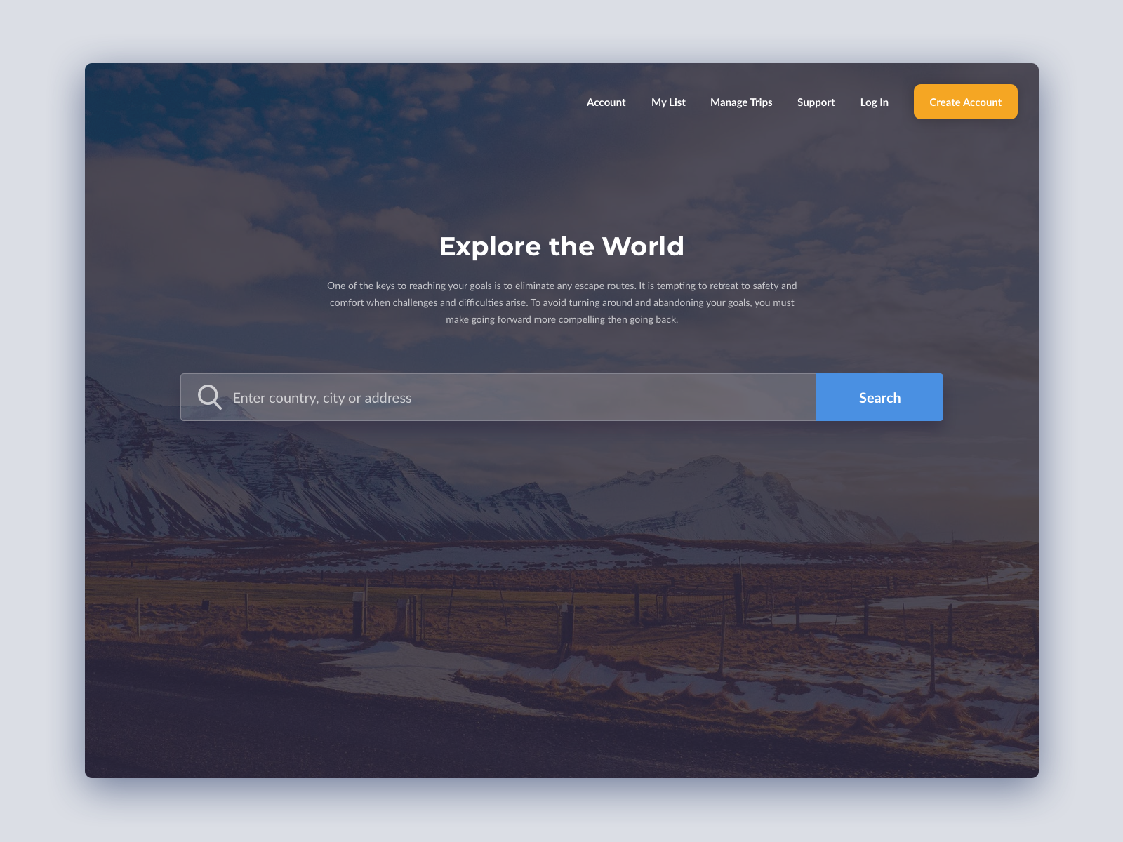explore landing page