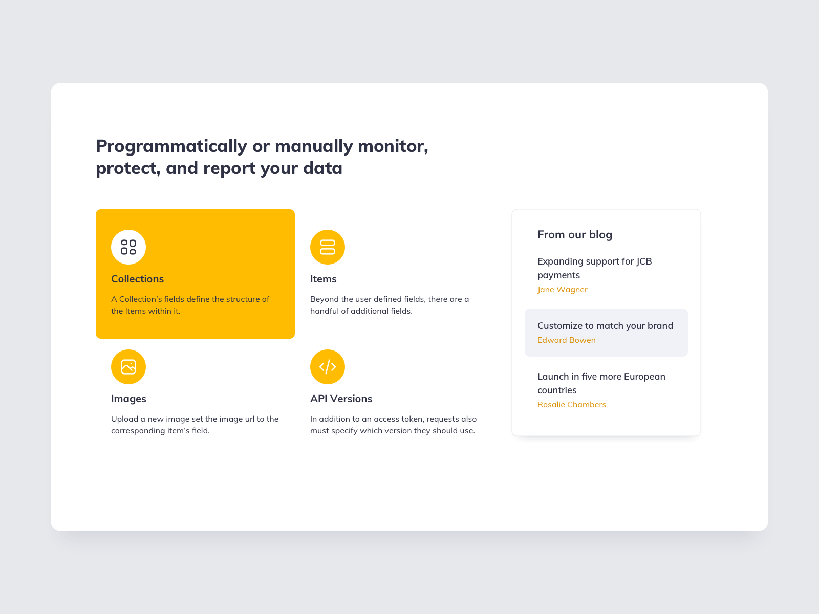 links navigation cards