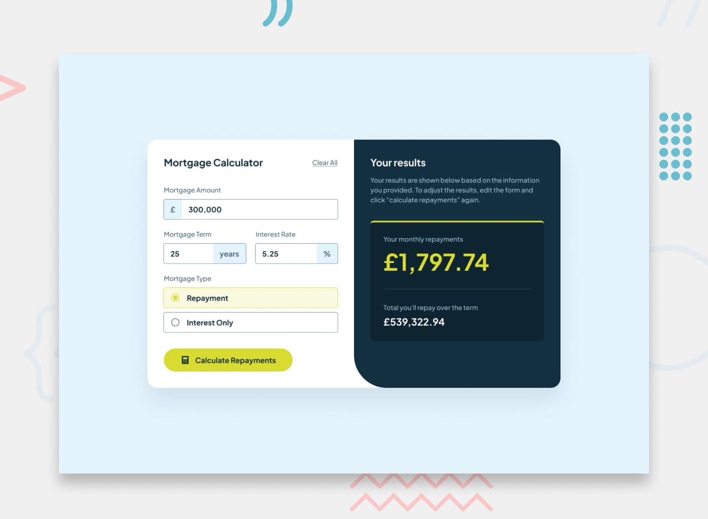 mortgage repayment calculator